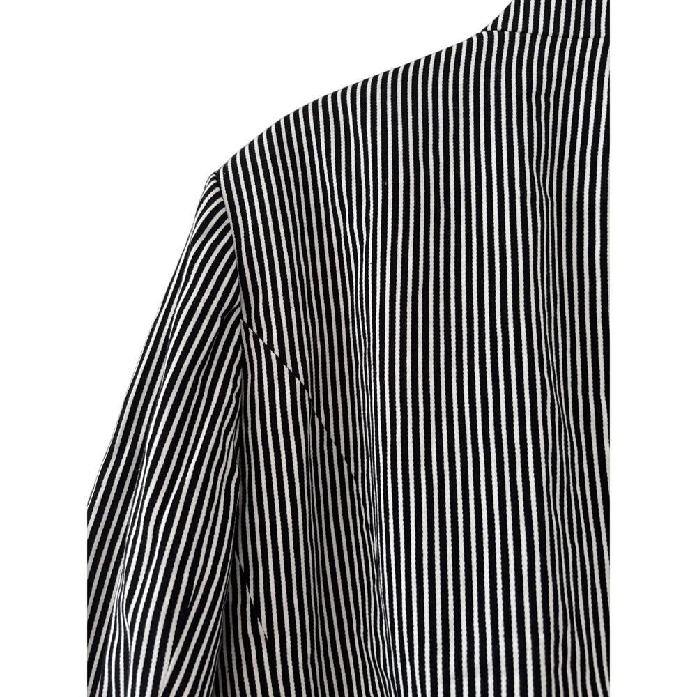 Chaps Womens 18W Black White Striped Cotton Blazer Jacket Plus Size Button - Picture 12 of 13